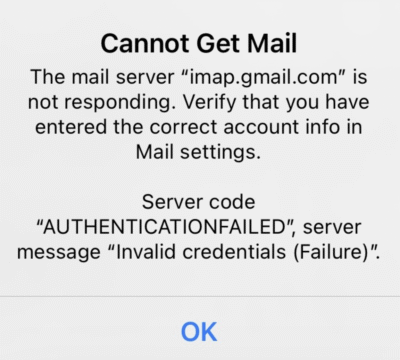 Mail App on iPhone Showing Authentication Failed – Can’t Access Email